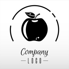 Vector icon with apple. Logo for food company, online shop, organic grocery store, natural detox. Flat vector illustration.