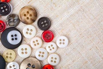 Ensemble de bouton avec arrière-plan de lin