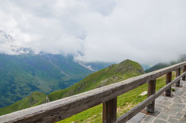 Cloudy view over the grossglockner mountain alps