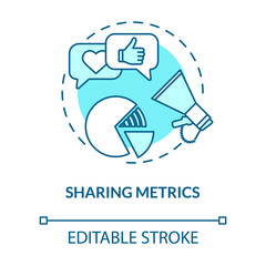 Sharing metrics concept icon. Viral internet advertising strategy, social media marketing idea thin line illustration. SMM management. Vector isolated outline RGB color drawing. Editable stroke