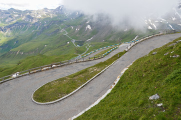 Road up to the Grossglockner mountain alps