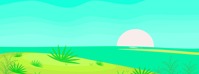 Illustration vectorielle de printemps paysage panorama avec des conceptions graphiques de papier peint motif abstrait
