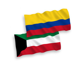 Flags of Colombia and Kuwait on a white background