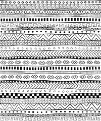 Graphic ethnic seamless pattern with tribal motifs. Perfect for fabric and other design in boho style.