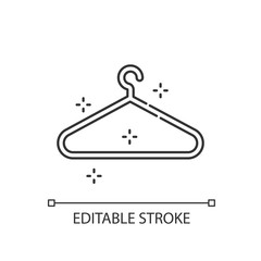 Empty hanger pixel perfect linear icon. Hang clothes. Garment storage. Housekeeping symbol. Thin line customizable illustration. Contour symbol. Vector isolated outline drawing. Editable stroke