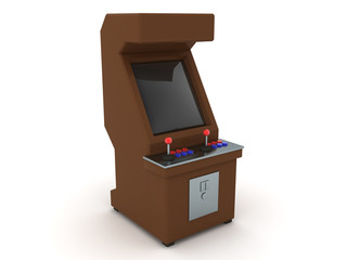 3D Rendering of vintage arcade video game cabinet