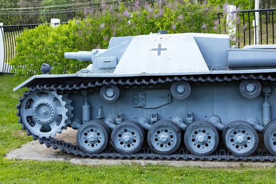German assault gun Sturmgeschtz (StuG III Ausf.A) on Poklonnaya hill in Moscow