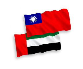 Flags of United Arab Emirates and Taiwan on a white background