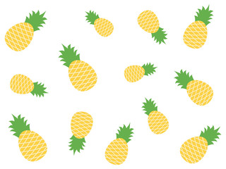 Seamless with Pineapple. Vector Cartoon Fresh Pineapple isolated on white background