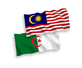 Flags of Algeria and Malaysia on a white background