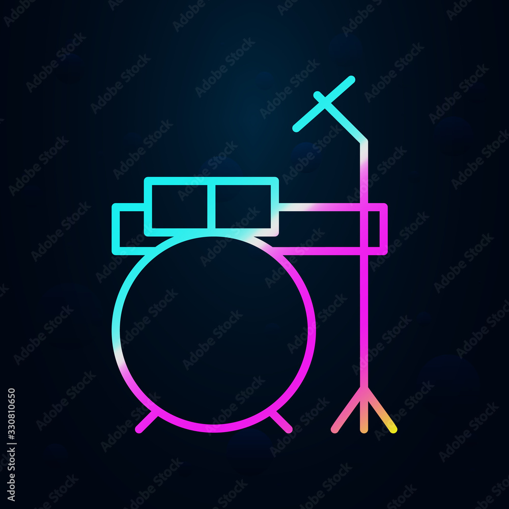 Poster drums set in nolan style icon. simple thin line, outline vector of music icons for ui and ux, websit