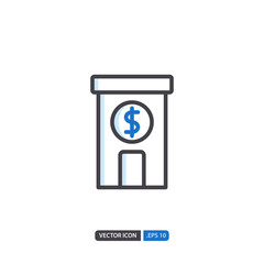 bank icon in isolated on white background. for your web site design, logo, app, UI. Vector graphics illustration and editable stroke. EPS 10.