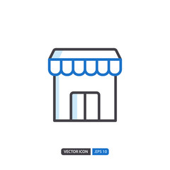 shop station icon in isolated on white background. for your web site design, logo, app, UI. Vector graphics illustration and editable stroke. EPS 10.
