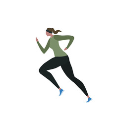 Fototapeta na wymiar Vector illustration of girl jogging, running on the street. Fitness poses 