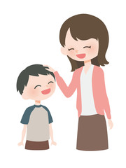 子どもを褒める母親
