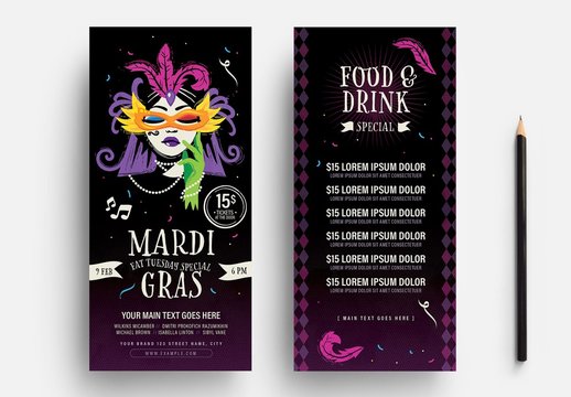 Mardi Gras Carnival Flyer Layout with Traditional Style