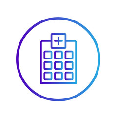 hospital icon in isolated on white background. for your web site design, logo, app, UI. Vector graphics illustration and editable stroke. EPS 10.
