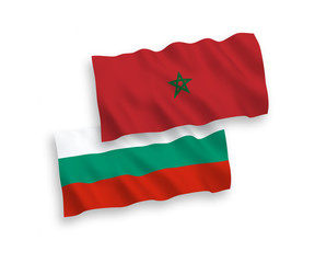 Flags of Morocco and Bulgaria on a white background