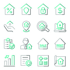 Simple linear set of real estate icons. Vector illustration