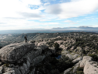 A man exploring mountains