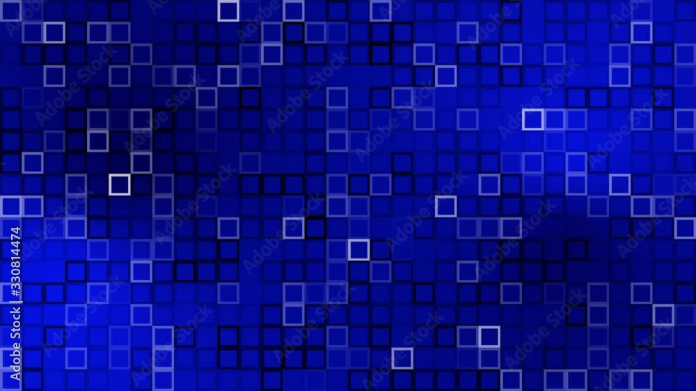 Poster abstract background - square mosaic structure with changing color frames on blue surface