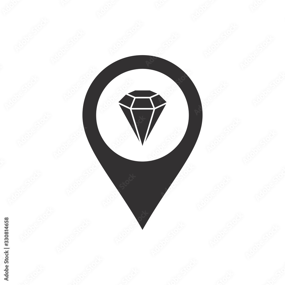 Sticker diamond vector icon, diamond ring icon in trendy flat design