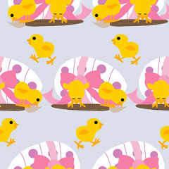 easter egg, chicken and painting brush, seamless pattern design
