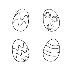EASTER VECTOR SET- Vector hand drawn outline illustration of Easter egg set. Black contour doodle, line art. Easter decoration. Coloring book design element. Poster, greeting card template.