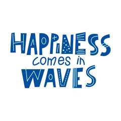 Typographic poster with hand drawn inscriptions. Card design with ocean quote. Lettering quote on white background. vector illustration