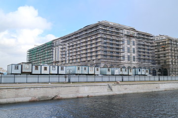 urban canal with water on the outskirts of the city