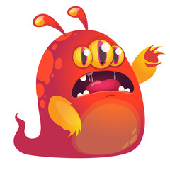 Funny cartoon monster. Vector Halloween illustration.