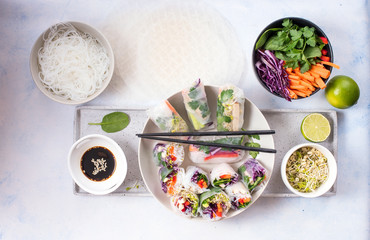 Spring rolls with vegetables, asian food