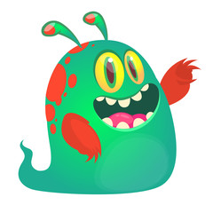 Funny cartoon monster. Vector Halloween illustration.
