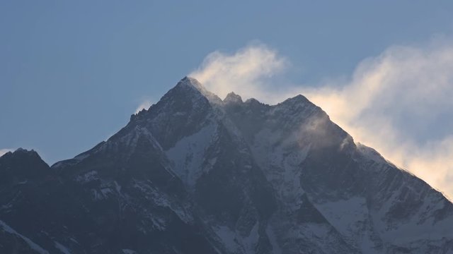 Time lapse of clouds forming off Himalayan mountain peak