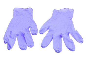 Surgeon blue gloves isolated on white background