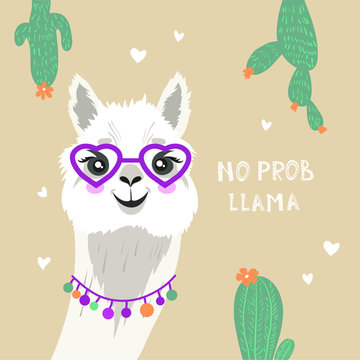 Lama cute drawing greeting card and design for kids design, poster, greeting cards.