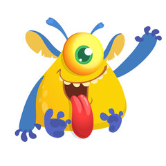 Funny cartoon monster. Vector Halloween illustration.
