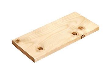 Wooden plank lumber piece on white background