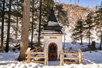 Ave Maria (Hail Mary) inscription on Shrine of the Outlaws in Koscieliska Valley near Zakopane, Poland