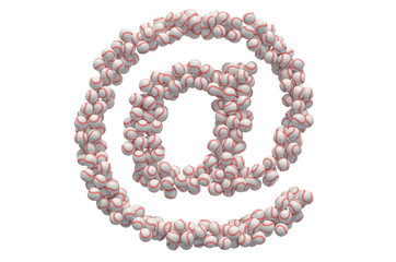 E-mail, at sign from baseball balls, 3D rendering
