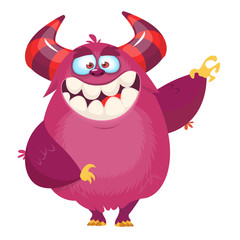 Funny cartoon monster. Vector Halloween illustration.