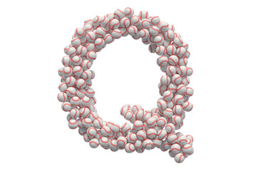 Letter Q from baseball balls, 3D rendering