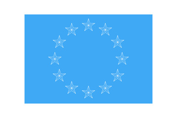 Euro union flag. Vector twelve european outline shapes stars icon isolated on a blue background. EU emblem sky.