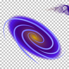 Drawn galaxy isolated on transparent background. Vector illustration