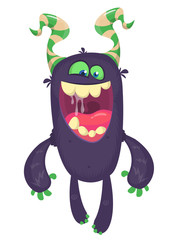 Funny cartoon monster. Vector Halloween illustration.
