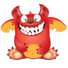 Funny cartoon monster. Vector Halloween illustration.