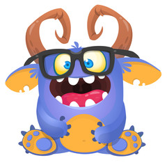 Funny cartoon monster. Vector Halloween illustration