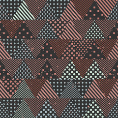 Retro triangles seamless pattern with cloth effect