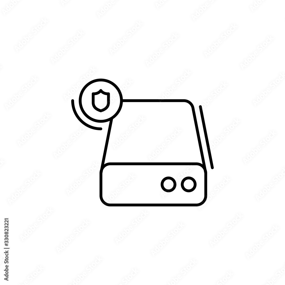 Poster hard disc, security, networking icon. simple line, outline vector elements of storage and cloud icon