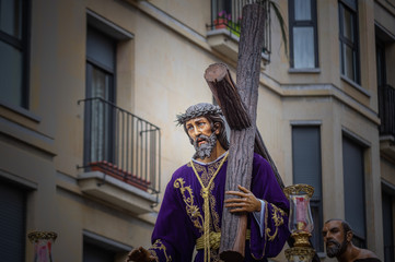 Leon, Spain. 4/19/2019. Pass in the holy week of Leon known as the Nazarene that leaves on Holy...